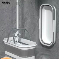 Mandu Cây lau nhà hình chữ nhật có thể gập lại xô cây lau nhà lớn bền di động khô và ướt gấp đôi lưu vực xô đựng nước