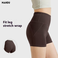 Mandu Seamless Sport Hip-Lift và Belly Định hình độ đàn hồi cao Quần short sọc