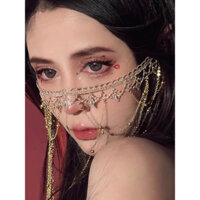 Mạng che mặt dạng ren màu vàng - khanbandanahcm