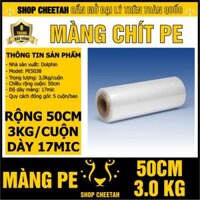 Màng chít PE – Rộng 50cm x 3kg/cuộn - Dùng cuốn bọc hàng hóa và pallet - Siêu dai, chắc, dính