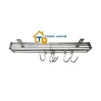 Máng dắt dao inox 304 đa năng có móc treo giá muỗng, móc treo xoong nồi, máng dao