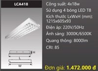 MÁNG ĐÈN ÂM TRẦN 600x1200 (60x120) CHÓA PHẢN QUANG GẮN 4 BÓNG LED 4x18W DUHAL LCA418