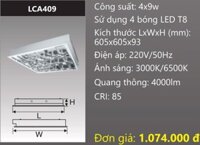 MÁNG ĐÈN ÂM TRẦN 600x600 (60x60) CHÓA PHẢN QUANG GẮN 4 BÓNG 6 TẤC LED 4x9W DUHAL LCA409