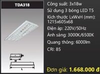 máng đèn âm trần chóa phản quang duha 3 bóng đèn 1m2 TDA318