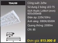 máng đèn âm trần chóa phản quang duha 2 bóng đèn 6 tấc 2x9w TDA209