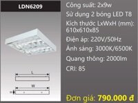MÁNG ĐÈN CHÓA PHẢN QUANG 600x600 (60x60) LẮP NỔI GẮN 2 BÓNG 6 TẤC LED 2x9W DUHAL LDN6209