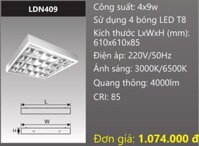 MÁNG ĐÈN CHÓA PHẢN QUANG 600x600 (60x60) LẮP NỔI GẮN 4 BÓNG 6 TẤC LED 4x9W DUHAL LDN409