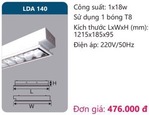 Máng đèn phản quang âm trần 1x18w Duhal LDA140