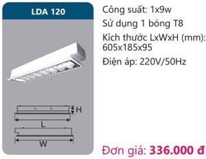 Máng đèn phản quang âm trần Duhal LDA120