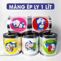 Màng ép ly 1 lít, cuộn màng dập cốc nhựa khổng lồ, màng ép ly nhựa PP 800ml-1300ml in sẵn họa tiết DORAEMON : Mã 333