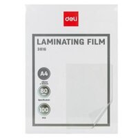 Màng Ép Plastic A4 70mic  80mic 100 Tờ Chất Lượng Cao Deli - Lưu Trữ Bảo Vệ Tài Liệu, Ảnh Màu, Giấy Tờ Khỏi Bụi Bẩn, Ẩm Móc Và Nước - Dùng Trong Văn Phòng, Trường Học - Hàng Chính Hãng - E3816  E3819 - A4 80mic - 3816