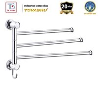 Máng khăn phòng tắm 3 chia nắp tròn, giá treo khăn nhà tắm cao cấp Tovashu inox 304 S3T - BẢO HÀNH 20 NĂM