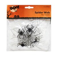 Mạng Nhện Trang Trí Halloween Màu Trắng/Cam 20g Với 4 Con Nhện Uncle Bills – Spider Web