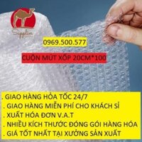 MÀNG XỐP BONG BÓNG HƠI DÙNG ĐÓNG GÓI HÀNG HÓA CHỐNG SỐC VỠ KÍCH THƯỚC 20CM*100M TẠI XƯỞNG SẢN XUẤT THÙNG CARTON MÀNG CO