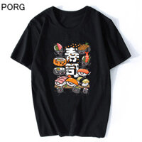 Manga Sushi Nhật Bản Áo Nam / Nữ Thẩm Mỹ Dễ Thương Cotton Thoáng Mát Vintage Áo Thun Bông Tai Kẹp Dạo Phố Camisetas Hombre Anime Áo Thun