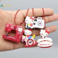 Mangogood  4 Cái Hello Kitty Đỏ Retro Đồ Trang Trí Mini Camera Điện Thoại Đồng Hồ Báo Thức Máy May DIY Móc Khóa Mặt Dây Chuyền Đẹp