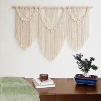Mành macrame bigsize thanh gỗ 1m2