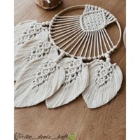 Mành Macrame tròn kết hợp lá cây mang tính cách nhẹ nhành