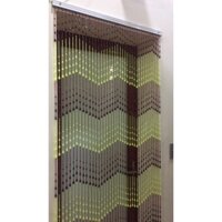 Mành rèm hạt nhựa mẫu lệ nâu vàng che phòng thờ ngăn lối đi