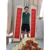 Mành Tre dùng viết Câu đối hoành phi size cực Lớn 30 x 155cm in vòng Long Phụng vàng kim sắc nét Xưởng Sáo Hoàng Lâm