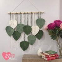 Mành treo tường lá tết macrame sợi cotton trang trí tường phòng ngủ phòng khách homestay quán trà sữa tiệm nail cafe