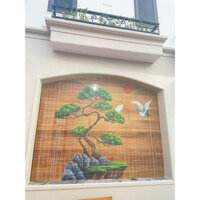 Mành vẽ họa tiết nghệ thuật tùng hạc- Mành che nắng mưa trang trí
