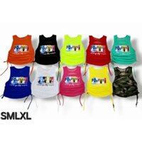 ManLight-ÁO TANKTOP RÚT DÂY 2 BÊN, áo lưới thể thao chữ màu nổi trước ngực nữ tập aerobic, shuffldance