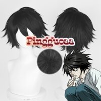 【Manmei】Anime Death Note L.Lawliet Cosplay Wig Cosplay Wigs 30cm Short Black Hair Heat Resistant Halloween Party Wigs