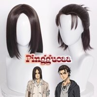 【Manmei】The Final Season Attack on Titan Eren Jaeger Cosplay Wig 45cm Long Brown Heat Resistant Synthetic Hair