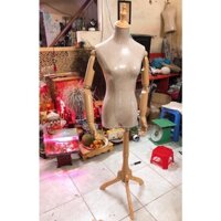 Manocanh bán thân tay chân gỗ đầu vải .chóp gỗ . chân 3 chạc -mặc mâud váy quần áo thời trang shop quần áo các cửa hàng.