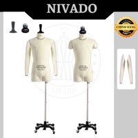 Manocanh cốt thiết kế nam bán thân NIVADO dáng Y. Chuẩn thông số người Việt
