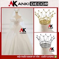 Manocanh nữ mặc váy cô dâu, manocanh nửa người không tay chóp vương miện, canh nữ chóp vương miện Anki Decor