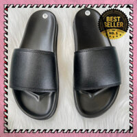 MANTOSIMPLE ➡️ Dép da nam quai ngang màu đen da tấm đế 2 lớp tinh tế đơn giản êm ái thời trang dễ phối đồ