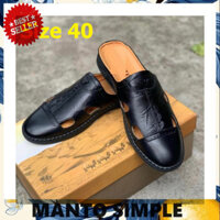 MANTOSIMPLE ➡️  H143 - Giày sục sabo bít mũi nam đính huy hiệu quân đội ,da mềm mẫu mới thời trang dễ phối đồ