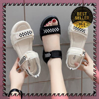 MANTOSIMPLE ➡️ Sandal nữ carô 2 quai độn đế 5p siêu đẹp mẫu mới 2 màu Đen / Trắng thời trang đi học đi chơi đi làm dễ p