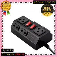 MANTOSIMPLE Ổ Cắm Điện 6 ổ Đa Năng Liền Dây 3 m có 2 công tắc Tắt/Mở 10A 250V CHÍNH HÃNG VINAKIP