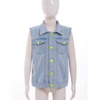 Manyakai Trẻ Em Bé Trai Thời Trang Rách Denim Vest Cổ Áo Khoác Không Tay Jean Áo Khoác Có Túi