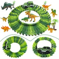 maojin Dinosaur Toys Set, Kids Dinosaur Race Track Toy Set Track Playset, Educational Realistic Dinosaur Playset to Create A Dino World, for Kids, ...