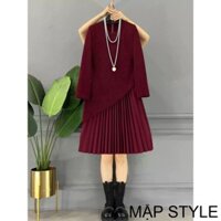 MẬP STYLE (47-90 KG) ĐẦM DẬP LY, CHẤT THUN BOJIP PHỐI COTTON HÀN CAO CẤP, FORM SUÔNG