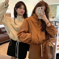 Marbit Áo Khoác Gió Croptop, Áo Dù Trơn Dáng Lửng Mũ Rộng Chắn Gió Che Nắng FHS