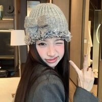 Marbit Ngọt Ngào Dễ Thương Nơ Beanie Dome Chống Lạnh Người Cá Mũ Mùa Đông Ấm Áp Lưu Vực Mũ Thu Đông FHS