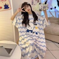 Marbit Thời Trang Thường Ngày Nhà Rời Hoạt Hình Dễ Thương Váy Ngủ Giữa Chiều Dài Cho Nữ FHS