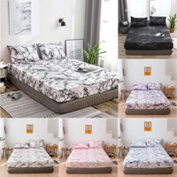 Marble Style Fitted Bedsheet Elastic Anti-slip Super King Queen Size Bed Sheets Mattress Cover