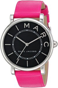 Marc Jacobs Women's Roxy Stainless Steel Japanese-Quartz Watch with Leather Calfskin Strap, Pink, 22 (Model: MJ1535)