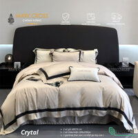 Markcross Crytal trắng- Bộ chăn ga cao cấp chất liệu Tencel 80s mát, mềm mịn, thoáng mát, thân thiện