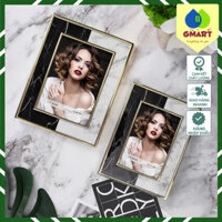 Mart - Khung ảnh trang trí Black and White Marble Splicing Golden Border
