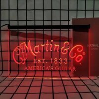 Martin Guitar Âm Nhạc Retro Led Neon Ký Vintage Các Mảng Và Áp Phích Trang Trí Nhà Cho Phòng Văn Phòng Nông Trang Acrylic Phong Cách Cổ Điển hình Chữ Nhật
