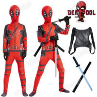 Marvel Deadpool Trang Phục Cho Trẻ Em Và Người Lớn Siêu Anh Hùng Jumpsuit Nhập Vai Deadpool & Wolverine Trang Phục Với Thanh Kiếm Phụ Kiện Halloween Cosplay