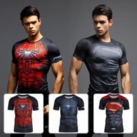 Marvel Siêu Anh Hùng Người Nhện Captain America Siêu Nhân Áo Thun Tay Ngắn Thể Thao Quần Nam Co Giãn Nhanh Khô Quần Áo