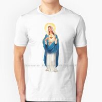Mary Áo 100% Cotton Mary Công Giáo Mẹ Chúa Giêsu Đức Mẹ Vô Nhiễm Trái Tim Phước Lành Đức Trinh Nữ Kích Thước Lớn 6xl Tee Quà Tặng Thời Trang